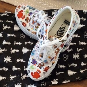 Vans Kids' White and Red Cartoon Sneakers